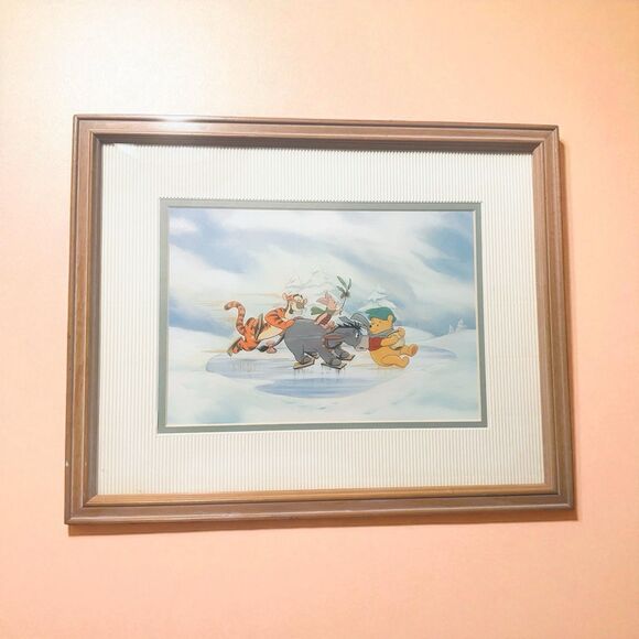Winnie The Pooh Framed Art Print 15”x12” VTG 1990s Disney - Picture 1 of 5